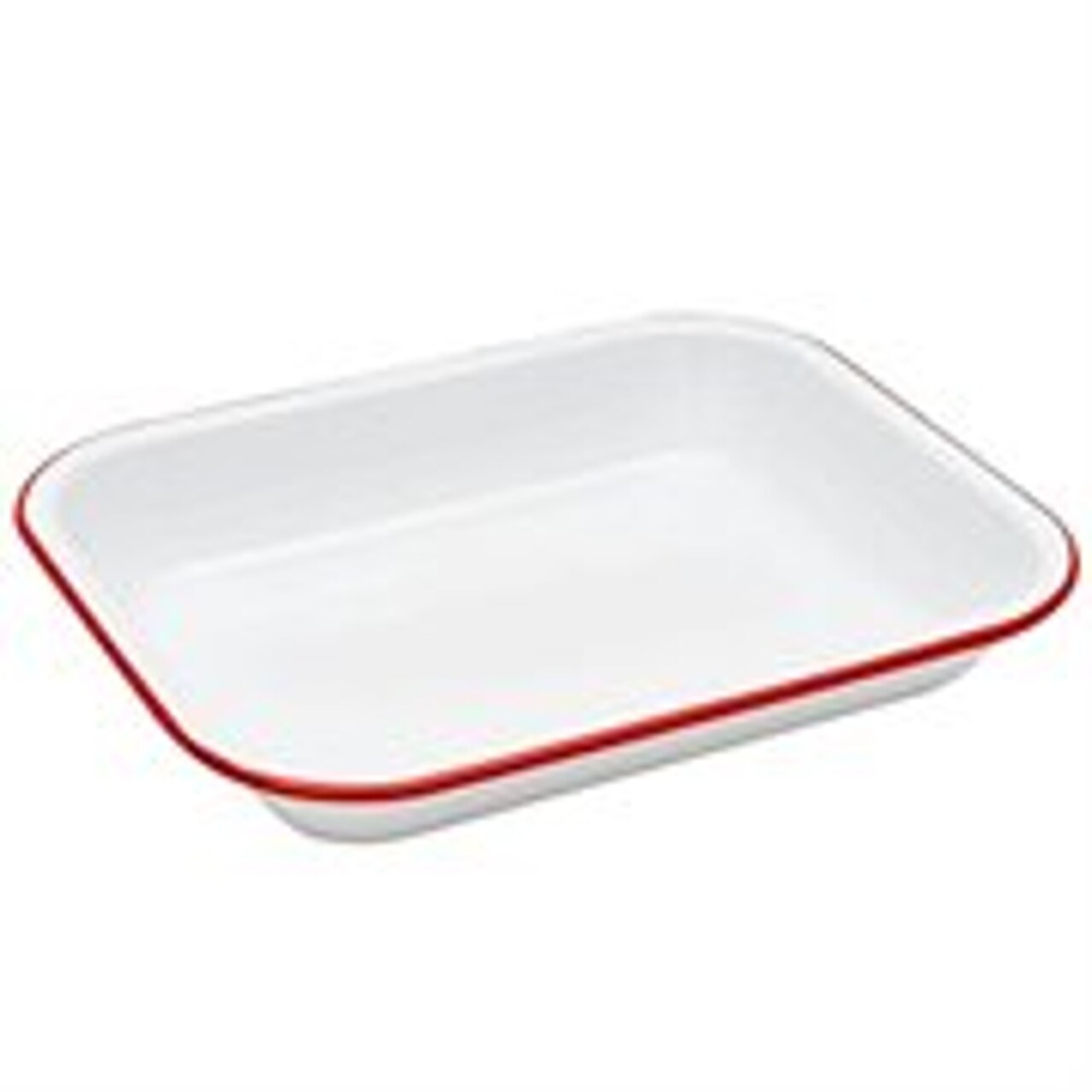 Crow Canyon Enamelware Small Roasting Pan Solid White with Red Rim